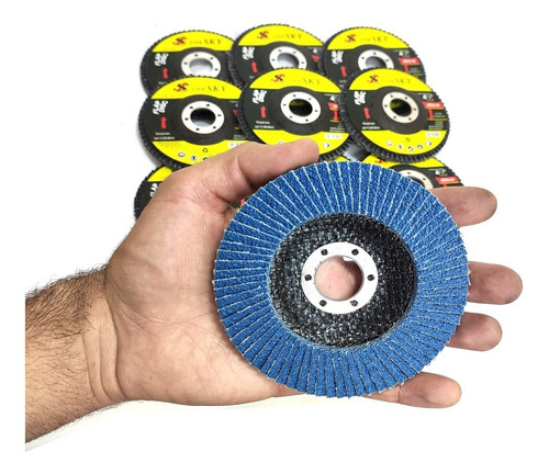 Imagem 7 de 9 de Kit 10 Disco Lixa Flap Grao 60 115x22 Lixadeira 4.1/2 X 7/8
