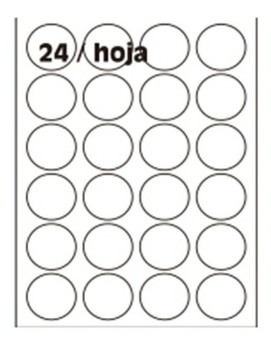 Imagen 1 de 8 de Papel Autoadhesivo A4 100 Hojas 24 Circulos Oritec 4156 45mm