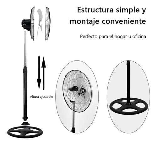 2pcs Ventilador Metálico De 18 Pulgadas 3 En 1 De Pie Pared