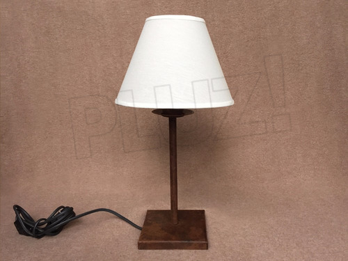 Imagen 3 de 6 de Lámpara Velador C/ Pantalla Tela Cono - Base Hierro Óxido