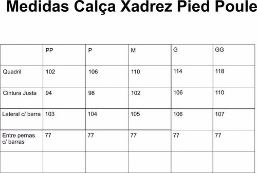 calça xadrez gastronomia