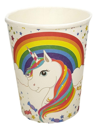 Pack De 12 Vasos De Papel Unicornio 250ml Desechable L18174 