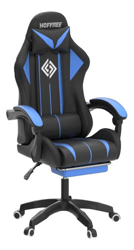 Silla De Juegos Con Altavoces Bluetooth Y Luces Led Rgb Azul/negro Material Del Tapizado