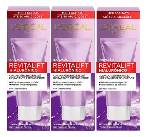 Kit 3x Creme Anti-idade Loreal Paris Revitalift Hialurônico