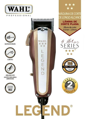Kit Máquina Cortar Cabelo Wahl S/fio Legend + Shaver + Óleo