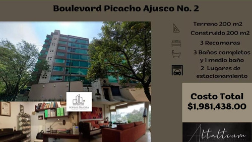 Departamento En La Delegación Tlalpan, Col. Jardines De La Montaña, Boulevard Picacho Ajusco No. 2, Departamento 1, Cuenta Con 2 Lugares De  Estacionamiento, En Piso 1.   Nb10-di