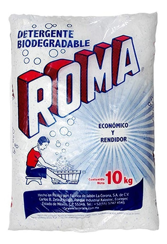 Detergente Biodegradable En Polvo Roma De 10kg