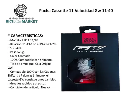 Pacha Cassette 11 Velocidad Gw 11 40 Compatible Con Shimano