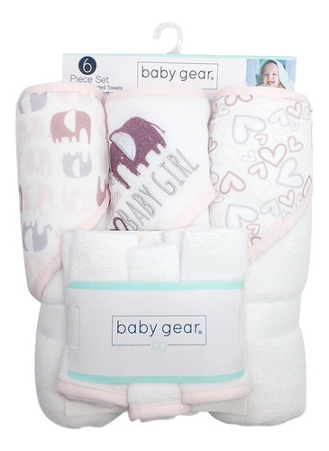 Set Toalla Para Bebes Pack X6 Color Rosa Elefante