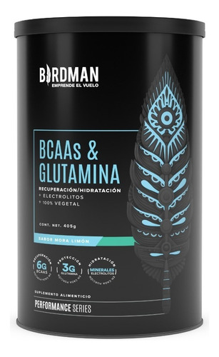 Birdman Bcaa + Glutamina En Polvo 405gr | 30 Porciones | Sabor Mora - Limón