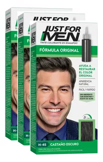 Pack X 3u Tintura Shampoo Just For Men Castaño Oscuro