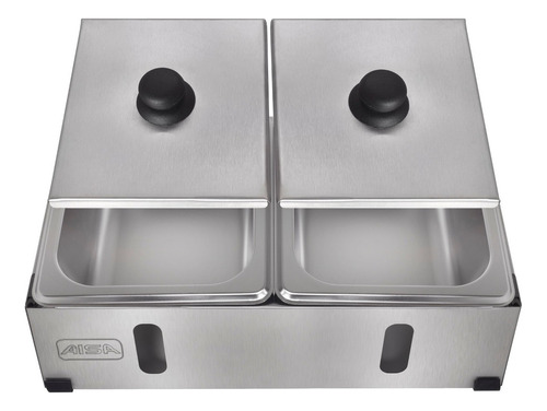 Condimentadora Pizzarola Profissional 2 Cubas Parede Bancada Cor Inox