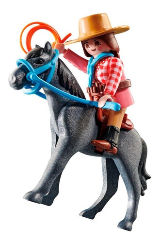 Imagen 2 de 6 de Playmobil Special Plus 70602 Mujer Jinete Del Oeste Caballo