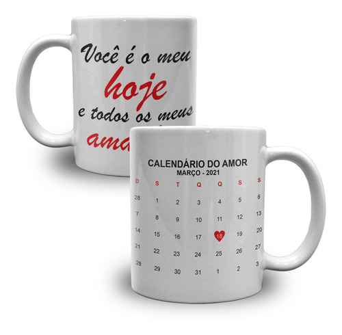 Namorados Calendário Personalizado Caneca De Porcelana