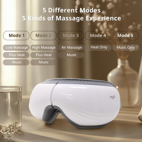 Masajeador De Ojos Con 5 Modos De Calor Y Capacidad Bluetoot