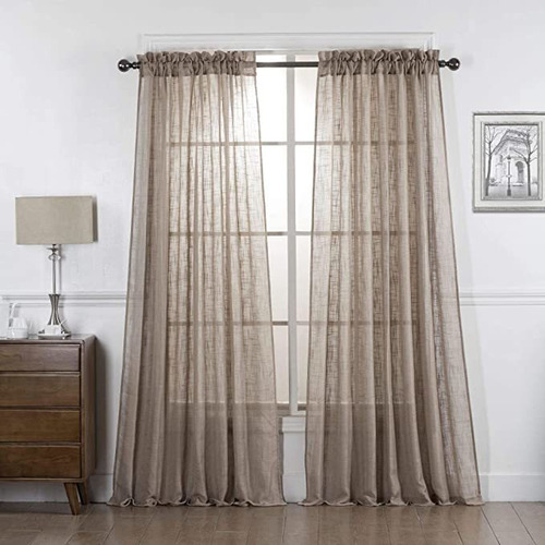 Cortinas Semi Transparentes Taupe De 84 Pulgadas De Largo,