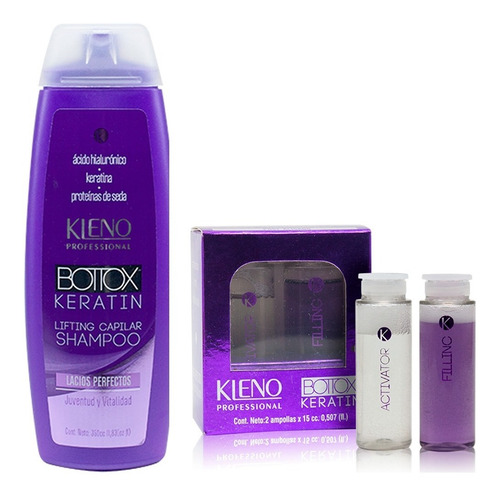 Shampoo X350 Ml + Ampollas Kleno Bottox Keratin Lifting 