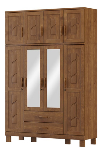 Guarda Roupa 8p 2g Espelho Com Aplique 150 Cm 1275 Castanho