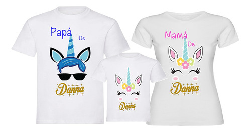 Camisetas Unicornio Camisetas Familia Set X3 Personalizada