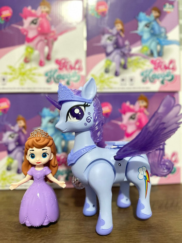 Brinquedo Boneca Unicórnio Pônei Infantil Anda Sozinho C/luz