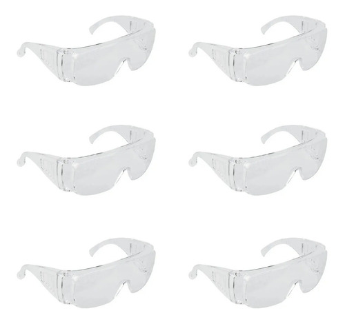Kit De 6 Gafas De Seguridad, Lentes Mica Transparente, Safe