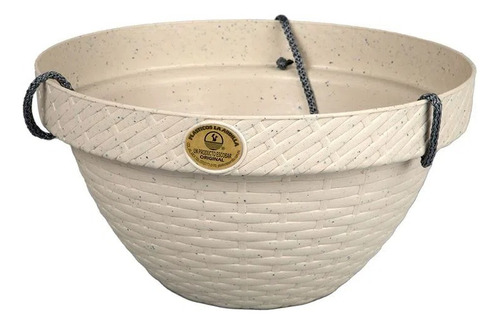 Maceta Colgante Plástico Grabado Tipo Ratán O Mimbre 22.5 Cm