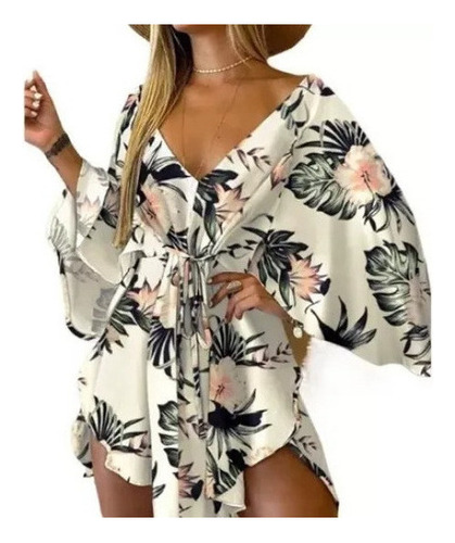 Minivestido De Playa Floral Irregular Hawaiano For Mujer