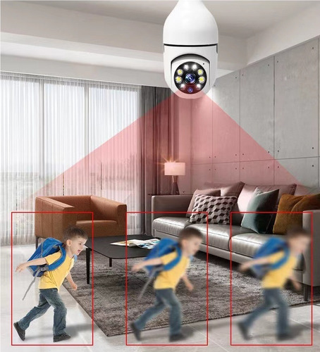 W 200mp Wifi E27 Bombilla Cámara Detección De Movimiento