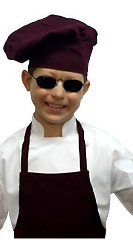 Pequeño Chefskin Niños De Los Niños Rojo Borgoña Chef Set De