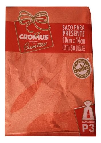 Sacos Para Presente Cromus 10x14 Metalizado Vermelho Com 50