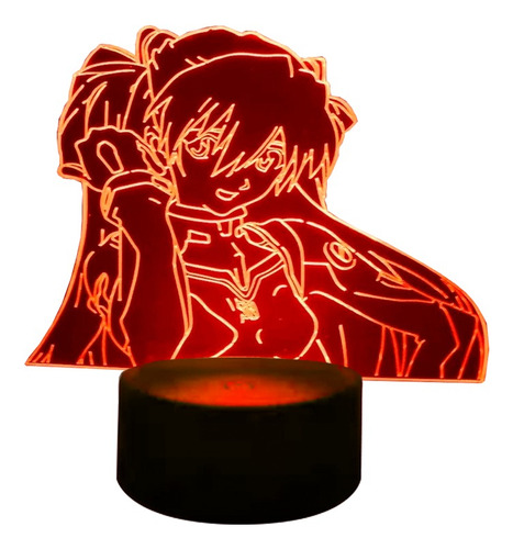 Lámpara 3d Asuka Langley Evangelion Base Negra