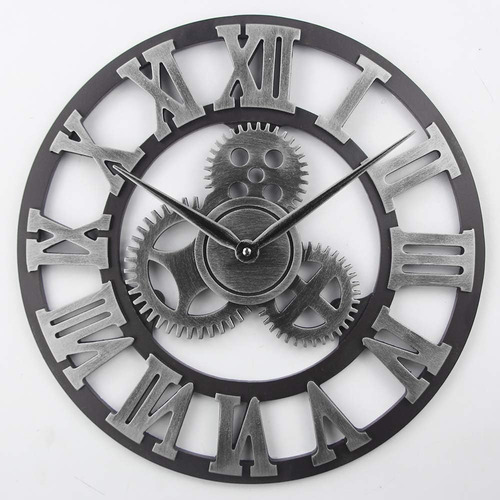 Timelike Large 3d Retro Wall Clock, Silent Non-ticking Woode