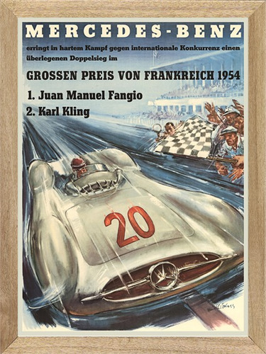 Autos Fangio Mercedes 1954 , Cuadro, Poster, Publicidad B212