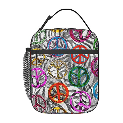 Oplp Colorido Peace Sign Alnch Bag Zebra Antecedentes Lv8dy