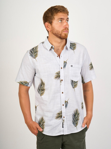 Camisa Para Hombre Dunkelvolk Hawaiian Tropical Wht
