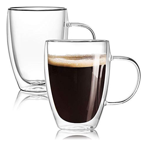 2-pack 12 Oz Doble Pared Tazas De Café Con Mango, Gzbzt