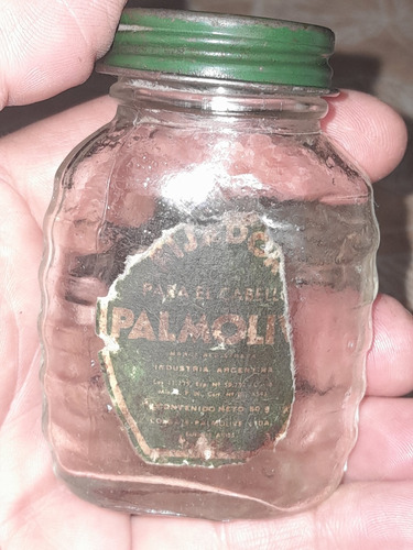 Antiguo Frasco Fijador Palmolive Para El Cabello Tapa Metal 