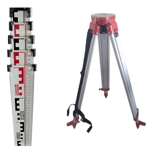Tripode Topografico De Nivel + Mira De 5 Metros Mm Angosta