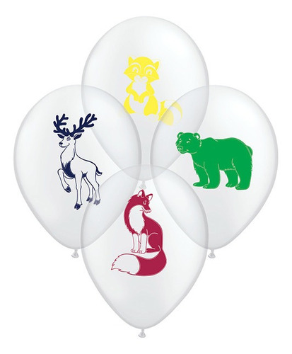 Globos De 12  Motivo Animales Del Bosque Cristal X 50