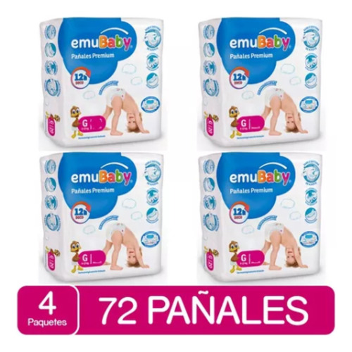 Pañales  Emubaby Premium X4 Tallas P, M, G, Xg Y Xxg