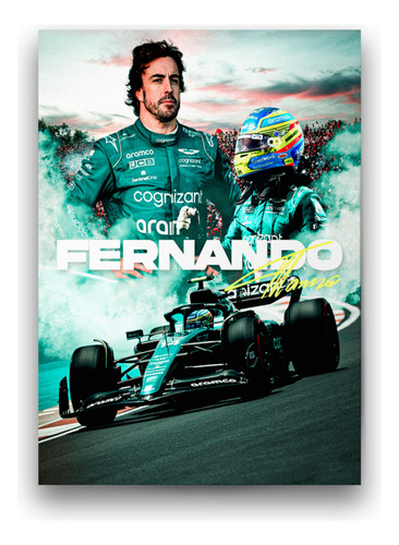 Póster Papel Fotográfico Fernando Alonso Piloto Sala 80x120