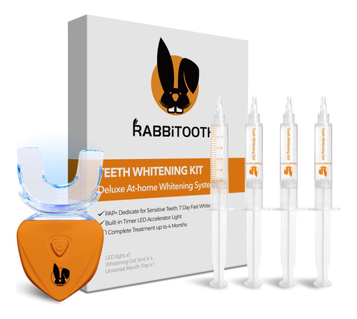 Rabbitooth Kit De Blanqueamiento Dental Con Luz Led, Gel Bla