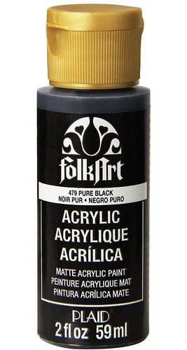 Pintura Acrilica Mate Folkart Usa 59ml Pure Black Negro Puro