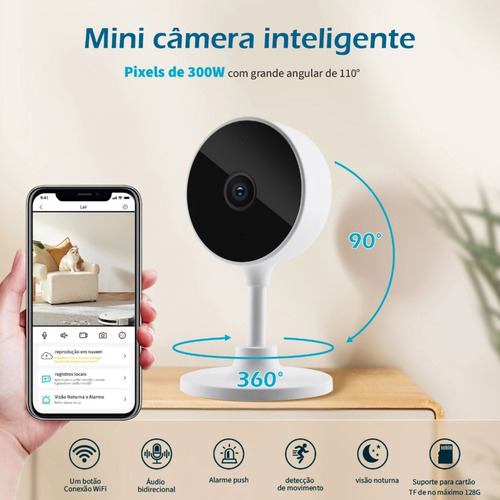 Camera Segurança Wifi Full Hd Alexa Google App Com Microfone