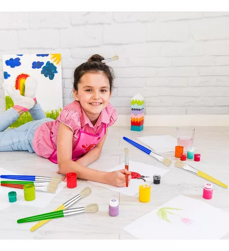 Pinceles de pintura para niños, 8 pinceles de pintura fáciles de agarrar y  limpiar para niños pequeños, no se desprenden cerdas, grandes, redondos