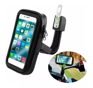 Soporte Con Funda Celular Para Espejo Articulado-3g Motos