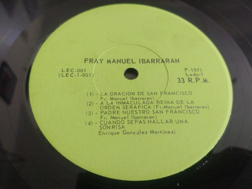 Fray Manuel Ibarrarán Lp La Oración De San Francisco (Usado)