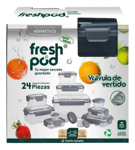24pc Freshpod Set Apilables Cierre Lateral 8038