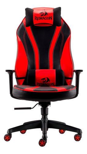 Silla de escritorio Redragon Metis C101 gamer ergonómica  negra y roja con tapizado de cuero sintético