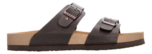 Sandalias Casual Caray Doble Hebilla Color Cafe Para Mujer 